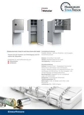 Depositschrank / Einwurfschrank Baureihe Wetzlar - Prospekt 1